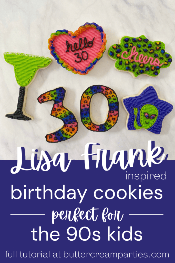 lisa frank cookies for 30th birthday ideas and 90s theme party