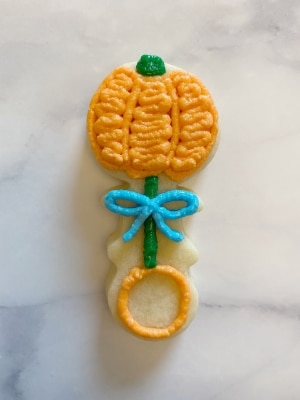 pumpkin baby rattle cookie