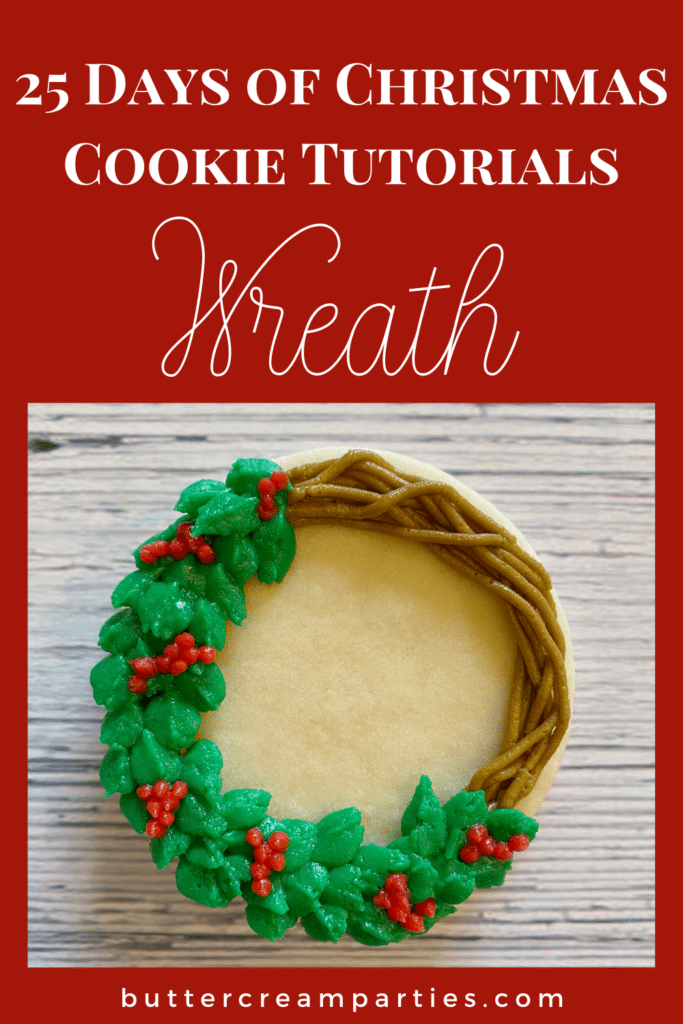 Easy Rustic Christmas Wreath Buttercream Cookies