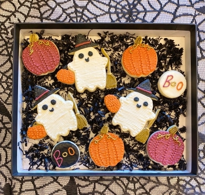 Decorated Halloween Witch Ghost Buttercream Cookies