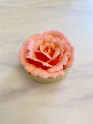 Two Tone Buttercream Rose Sugar Cookie Using the Rose Icing Tip