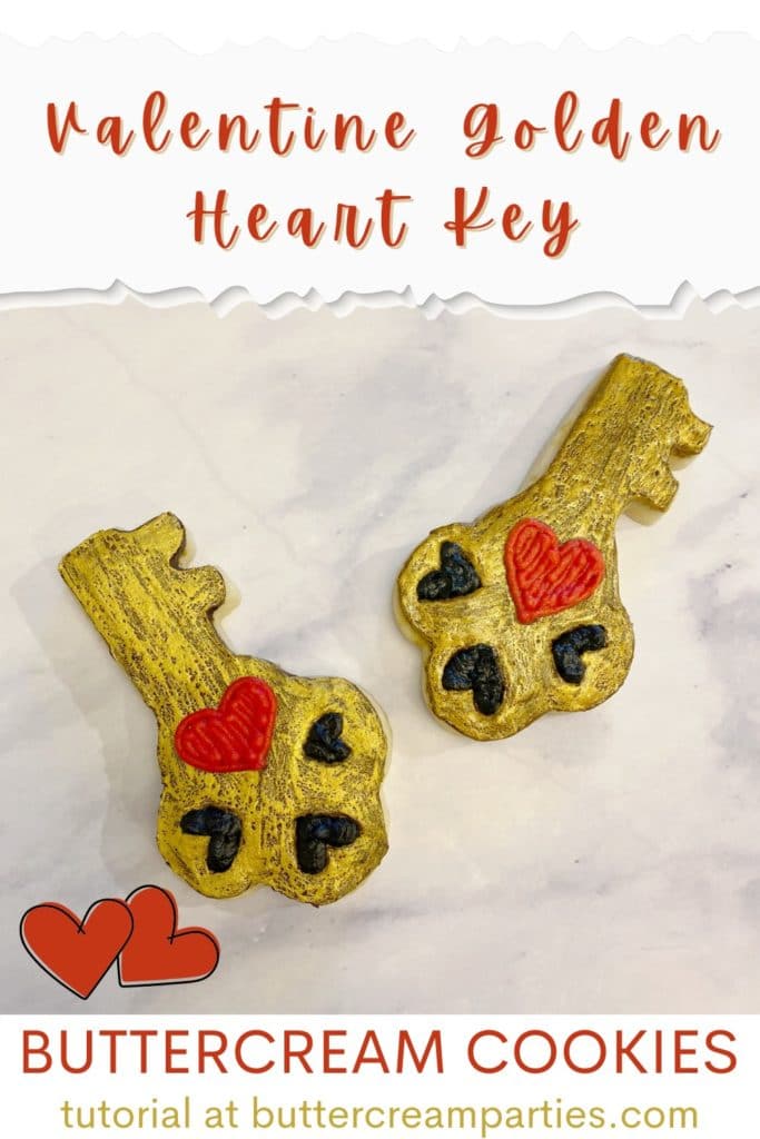 Gold Key Shaped Buttercream Cookies