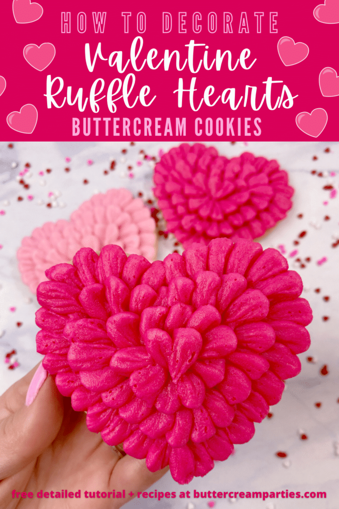 Valentine's Day Ruffle Heart Cookies with Buttercream Frosting Tutorial