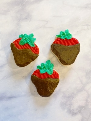 chocolate covered strawberry decorated cookies