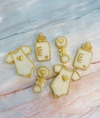 all white baby shower cookies