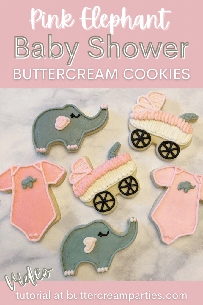 how to decorate elephant baby shower cookies with buttercream