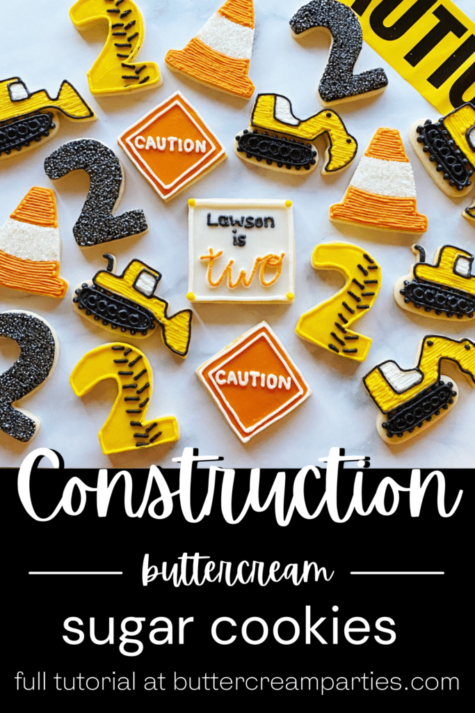 how to decorate construction birthday cookies