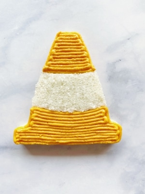 decorated traffic cone sugar cookies