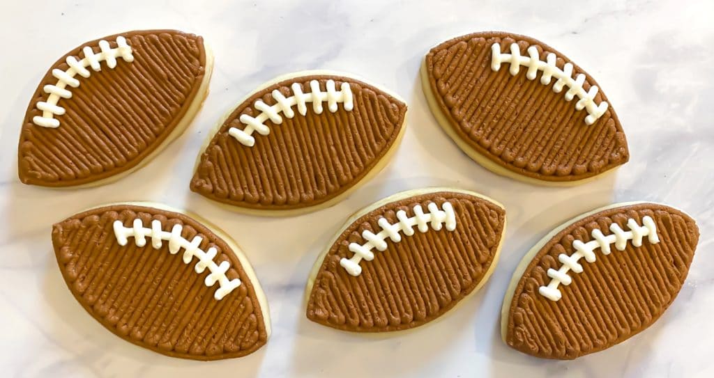 How to Frost Football Sugar Cookies with Buttercream Frosting