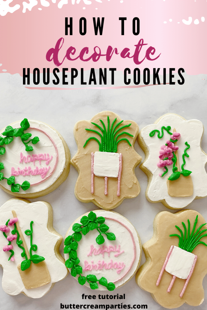 How to make decorated houseplant sugar cookies and buttercream orchids