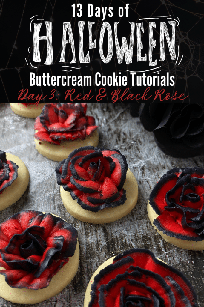 How to decorate black buttercream roses for Halloween cookies