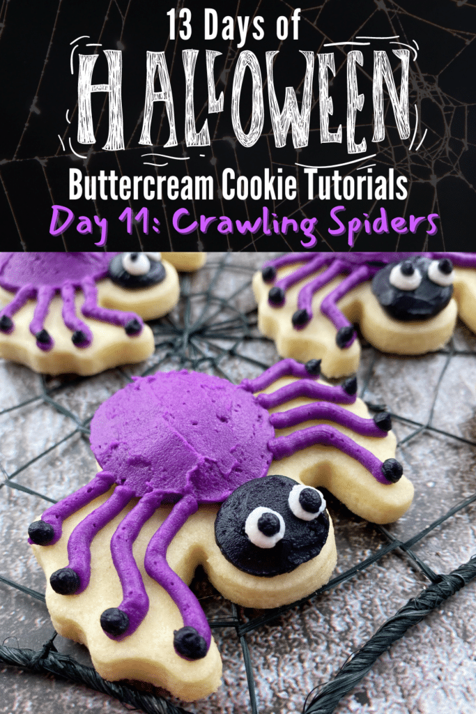 decorated spider cut out sugar cookies for Halloween