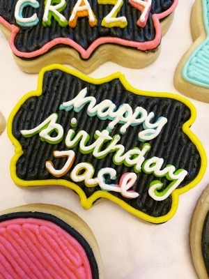 happy birthday glow party cookies with buttercream icing