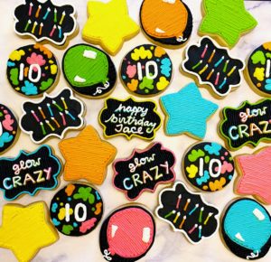 glow party cookies with buttercream icing