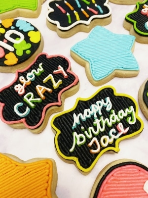 glow crazy birthday party cookies