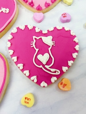 Valentine Cat Cookies