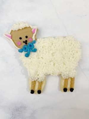 Easter Lamb Sugar Cookies with Buttercream with Pink Cheeks and Ears