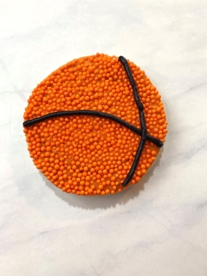decorating basketball sugar cookies