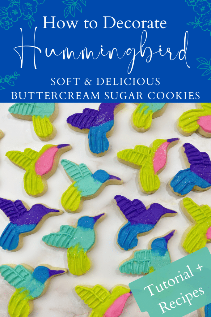 How to decorate hummingbird sugar cookies with buttercream frosting and prism powder