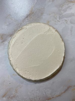 white buttercream smoothed with palette knife