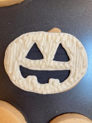Halloween snake sugar cookies with buttercream fill in the white pumpkin